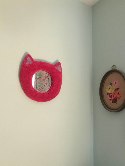 Hot Pink Tufted Cat Mirror