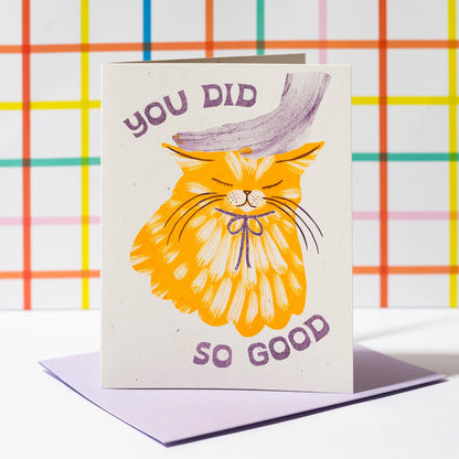 You Did So Good Cat Risograph Card