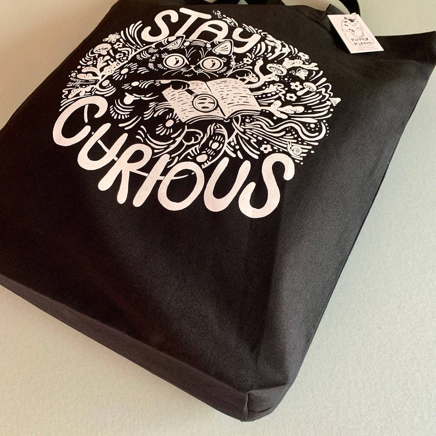 Stay Curious Cat Tote Bag