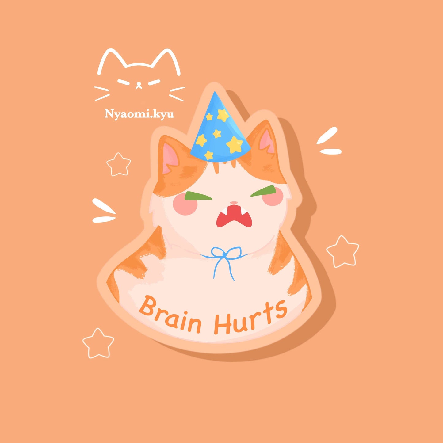 Nyaomikyu - Brain Hurts Cat Sticker