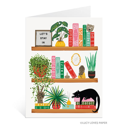 Lucy Loves Paper - Cat's Bookshelf | Everyday Card for Plants & Book Lovers