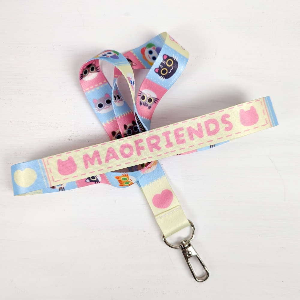 Pastel Blue Cat Maofriends Lanyard