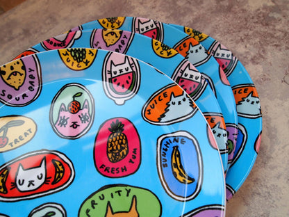 Cat Fruit Illustrated Plastic Snack Plate