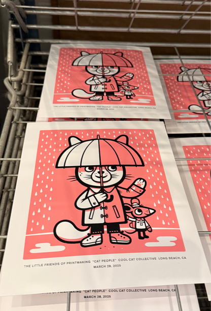 “Umbrella Cat" screen print