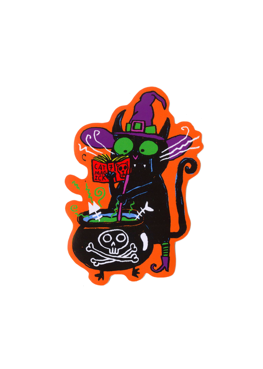 Cat witch sticker