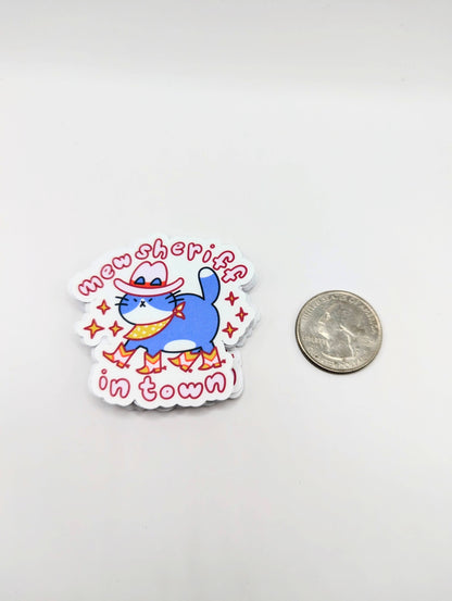lauradzeng - "Mew Sheriff In Town" Cowboy Cat Funny Vinyl Sticker