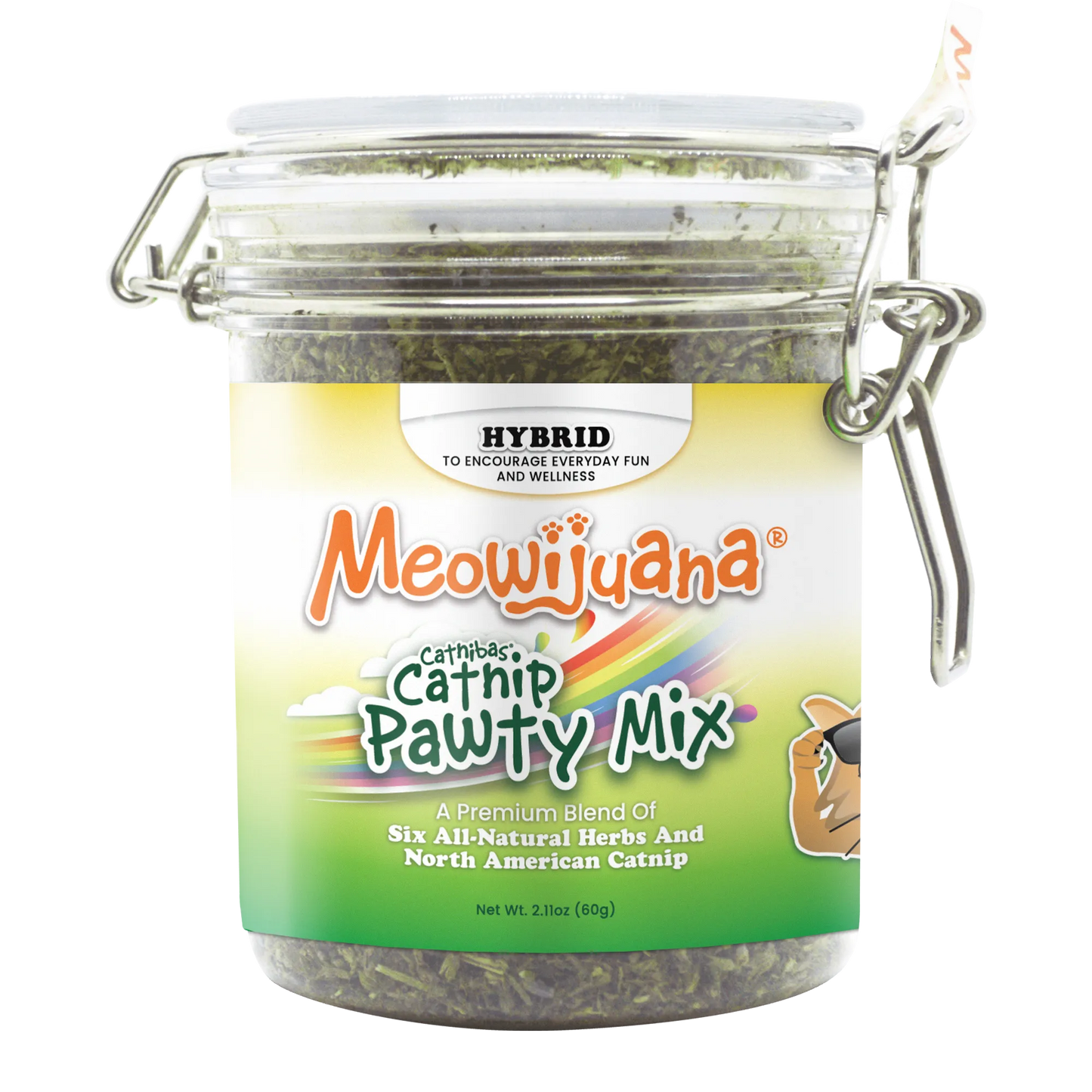 Meowijuana® Jar of Catnibas® Catnip Pawty Mix