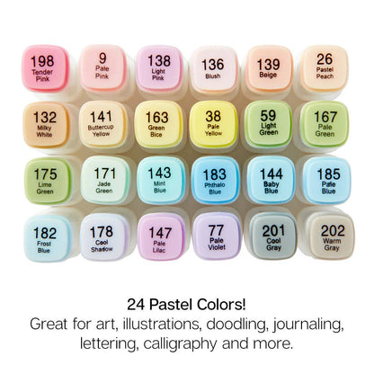 PRO Double-Ended Alcohol Markers - 24 Pastel Colors