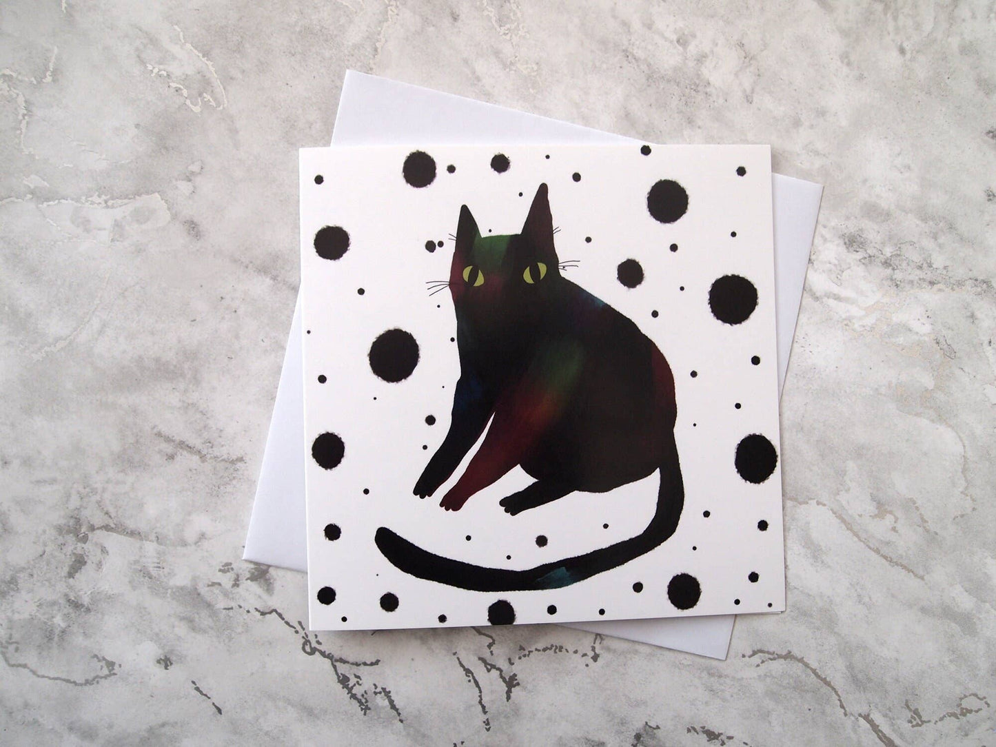 I LIKE CATS - Black Cat Illustrated Greetings Card