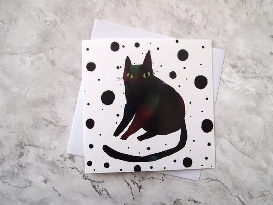 I LIKE CATS - Black Cat Illustrated Greetings Card