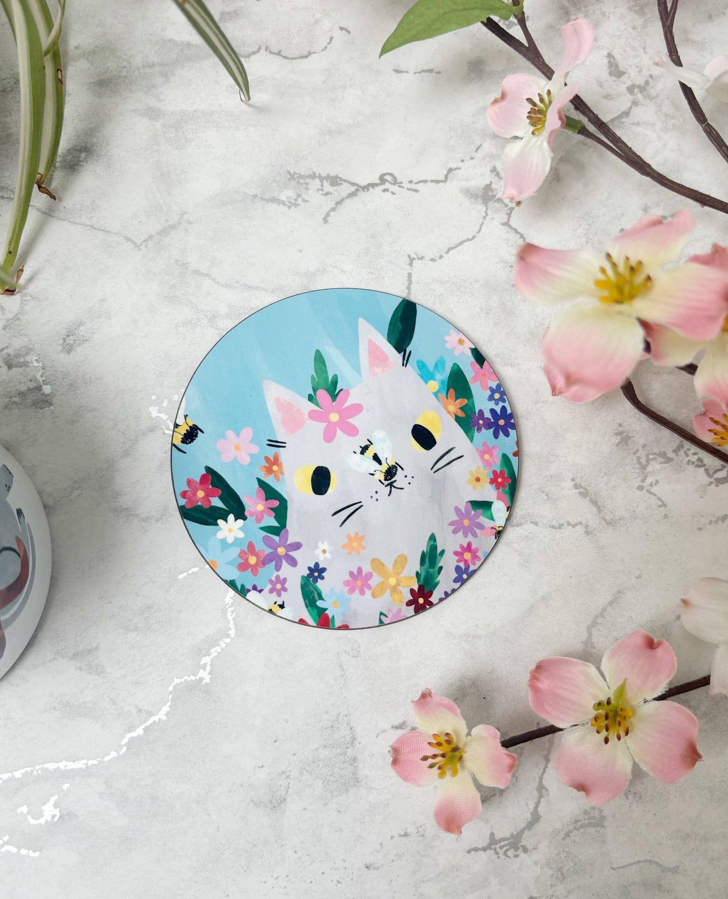 Cat With Bees Drinks Coaster