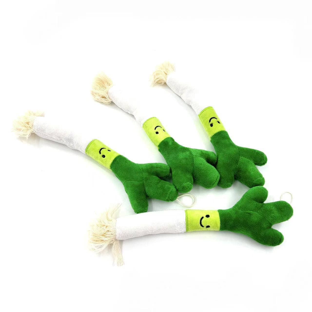 Cheerhunting - Moo - Fun Plush Leek Pet Toy with Rope Ends