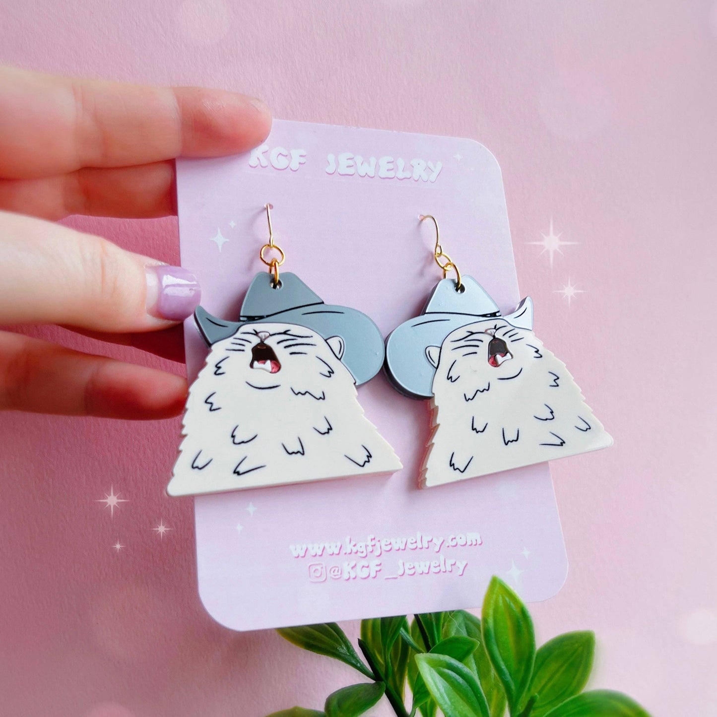 Cowboy Cat Handmade Acrylic Earrings