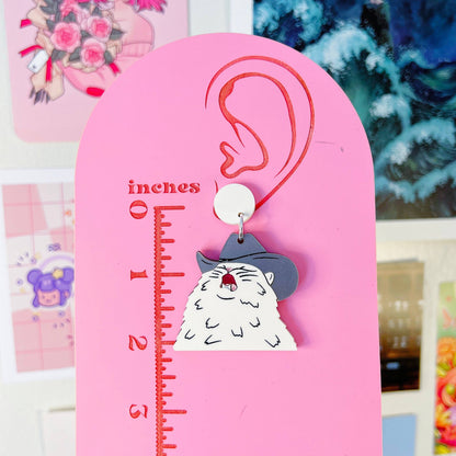 Cowboy Cat Handmade Acrylic Earrings