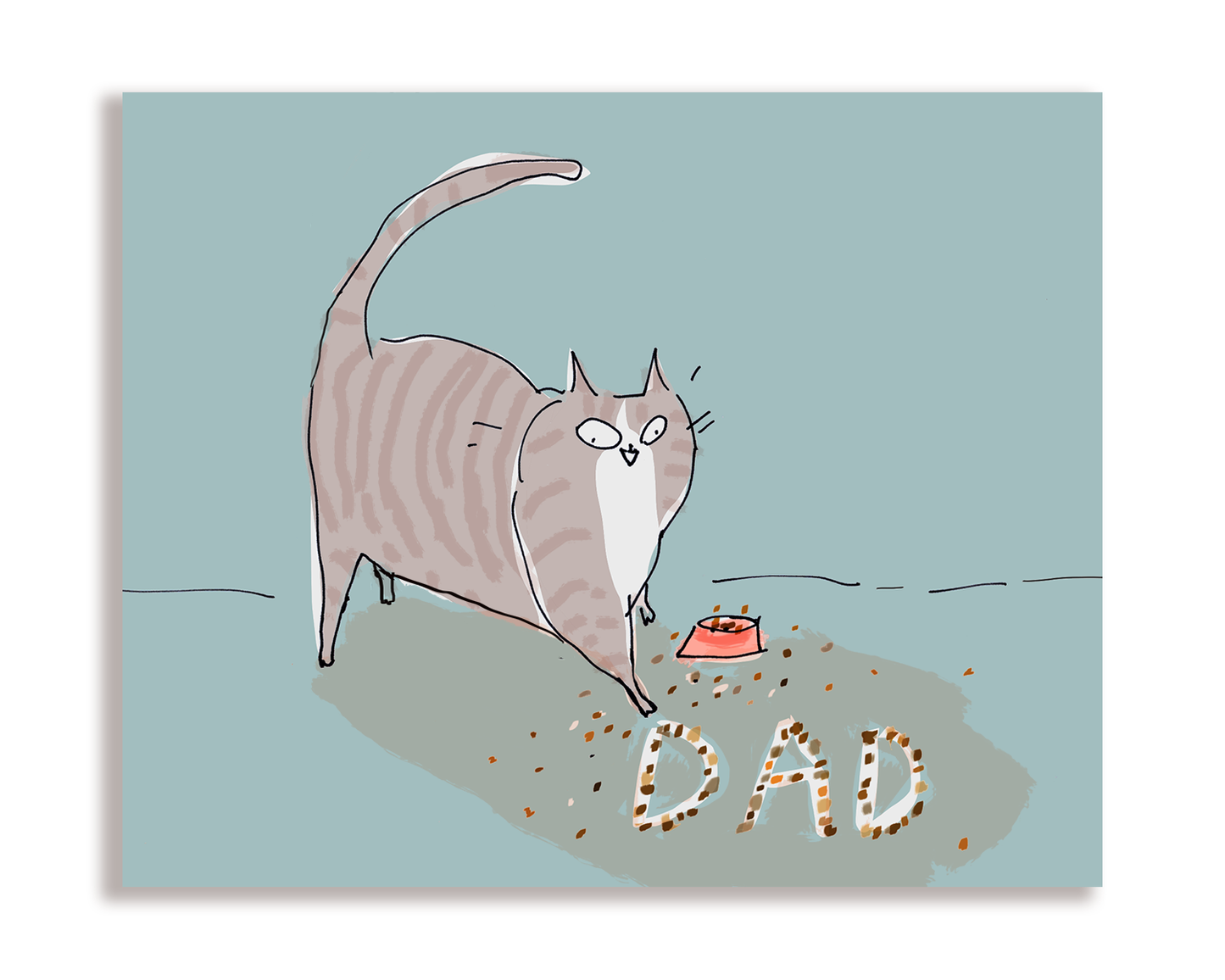 Dad - Food Bowl Art - Cat Card