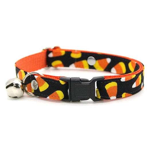 "Trick or Treat" Halloween Candy Corn Cat Collar