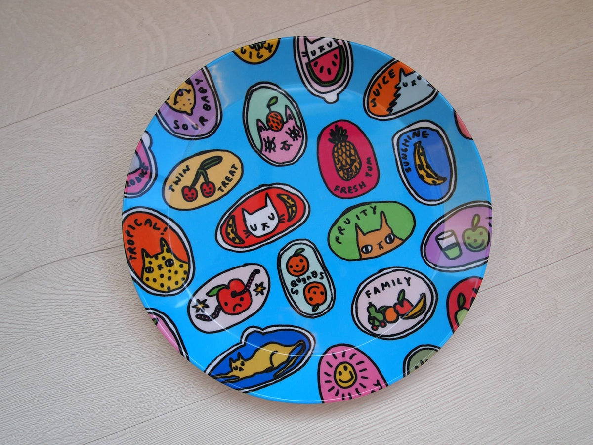Cat Fruit Illustrated Plastic Snack Plate