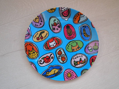 Cat Fruit Illustrated Plastic Snack Plate