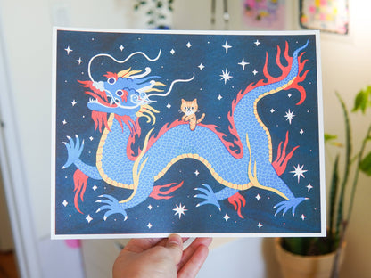 Megan Wang - Dragon Rider Risograph Print 🐉