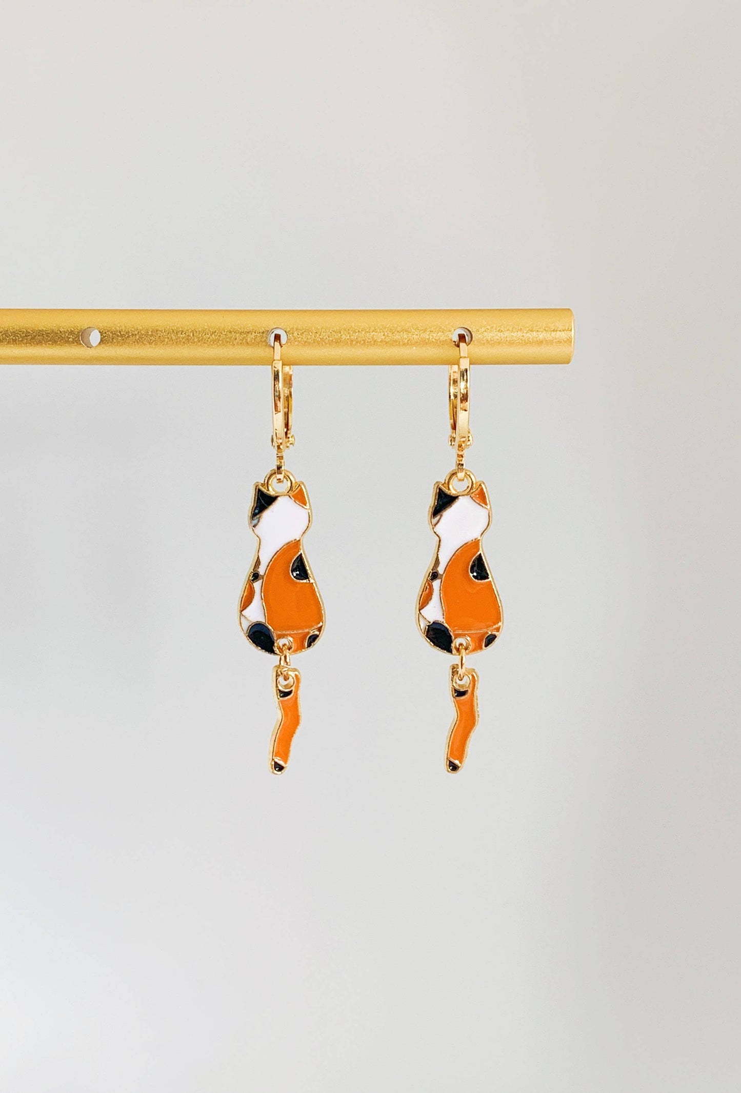 Calico Cat Drop Earrings