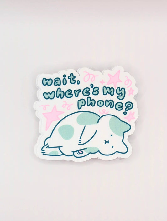 lauradzeng - "Wait, Where's My Phone?" Cat Vinyl Sticker