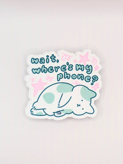 lauradzeng - "Wait, Where's My Phone?" Cat Vinyl Sticker