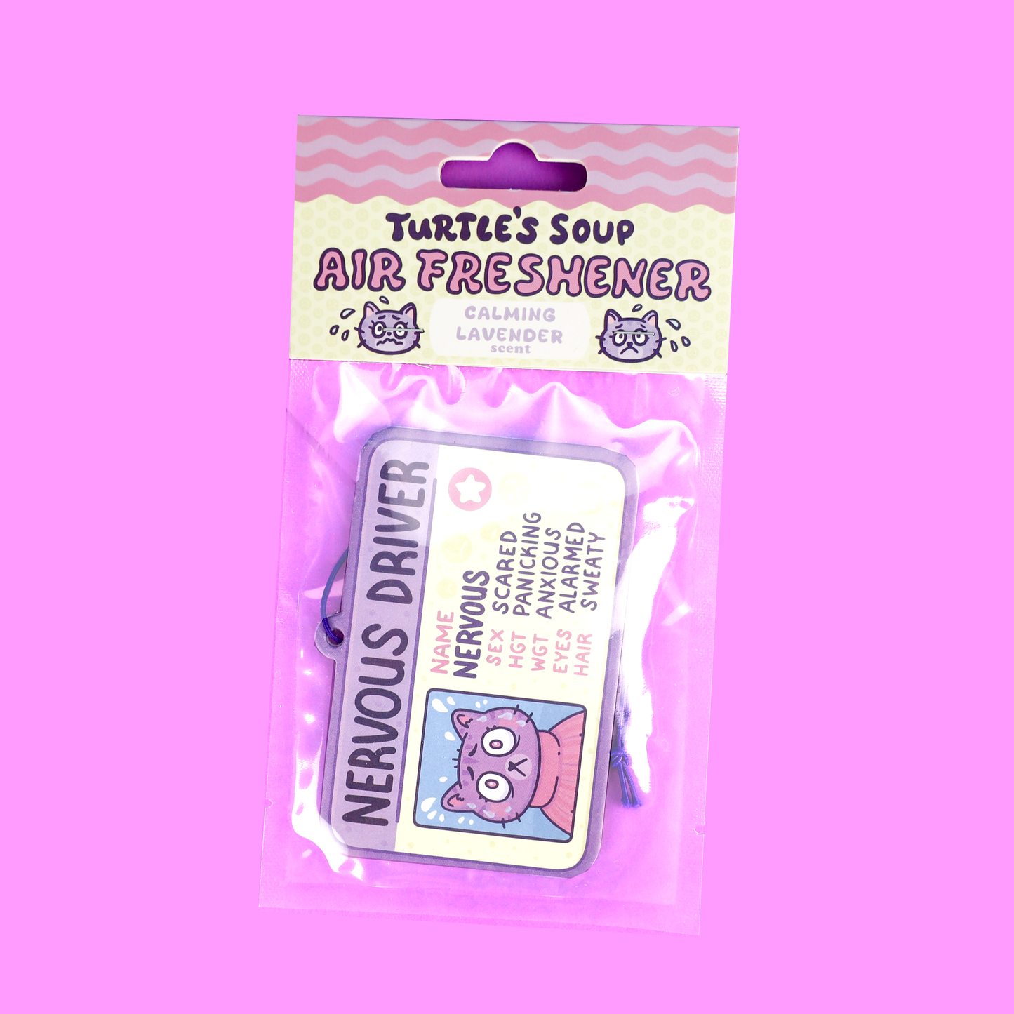 Nervous Driver Car Air Freshener, Lavender Scented, Cute