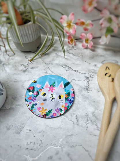 Cat With Bees Drinks Coaster