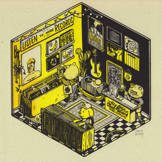 Record Store illustrated risograph print