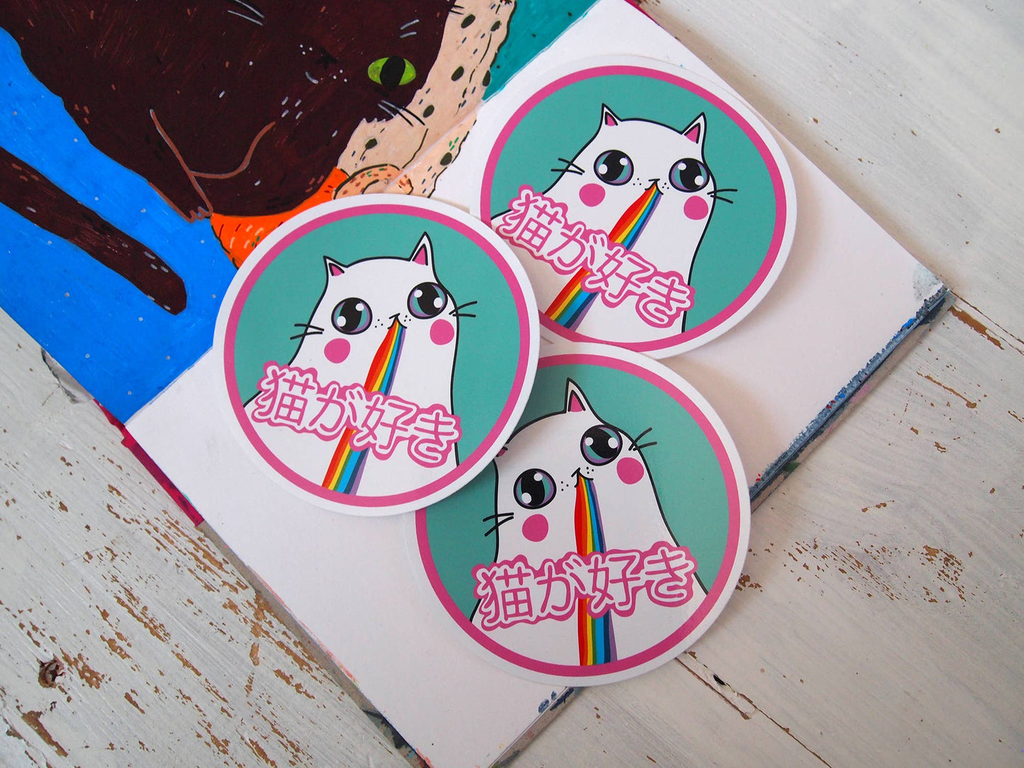 Kawaii Japan Cat Vinyl Sticker