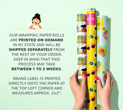 Lucy Loves Paper - Book Shelf Cat | 7ft Continuous Roll Wrapping Paper
