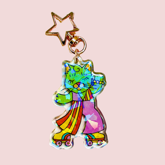 Disco Kitty Keychain  