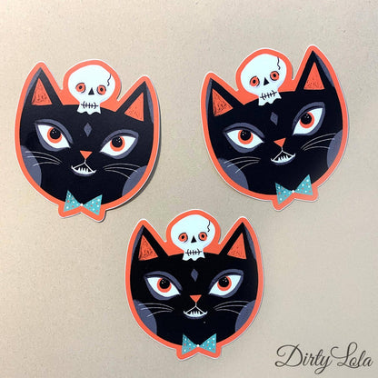 BLACK SKULL- KITTY STICKER