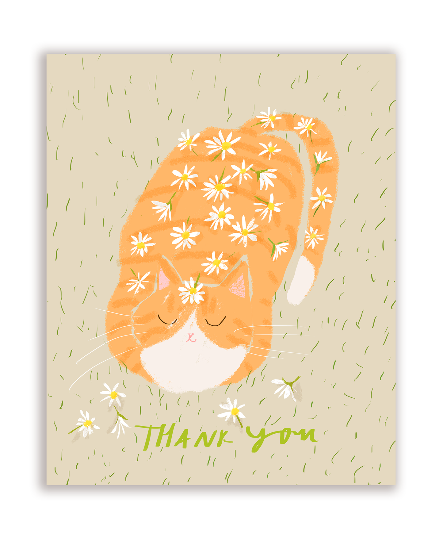 Thank You Flower Shower Cat Card