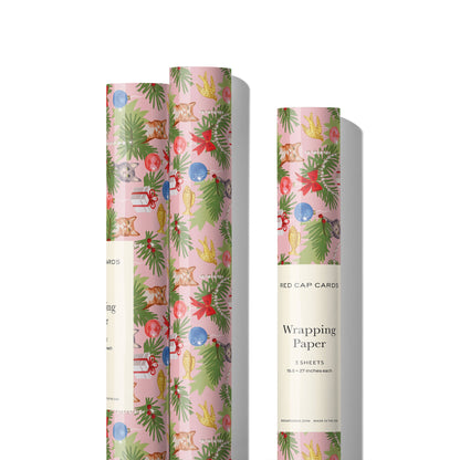 Red Cap Cards - Meowy Christmas holiday wrapping paper