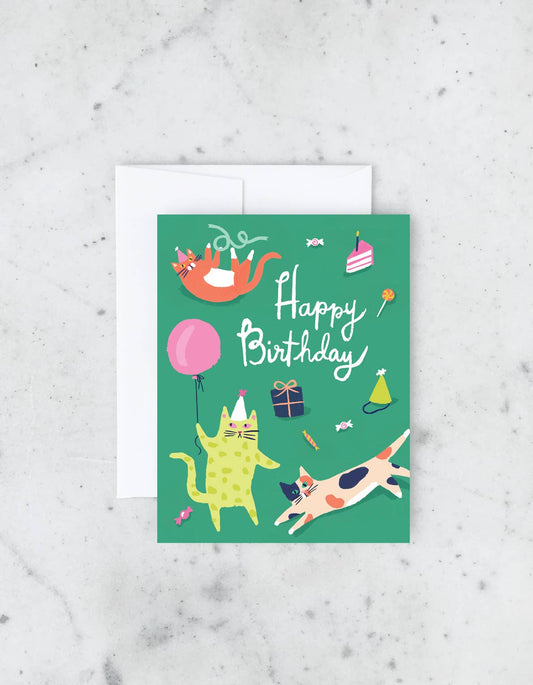 Cat Birthday Party Card