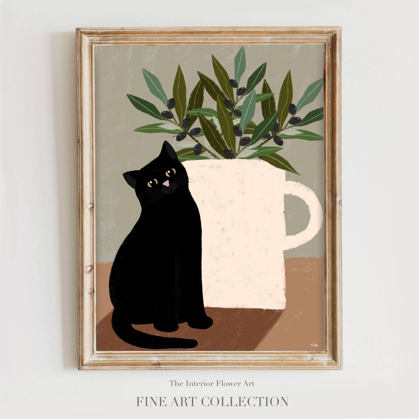 Black Cat and Olives print