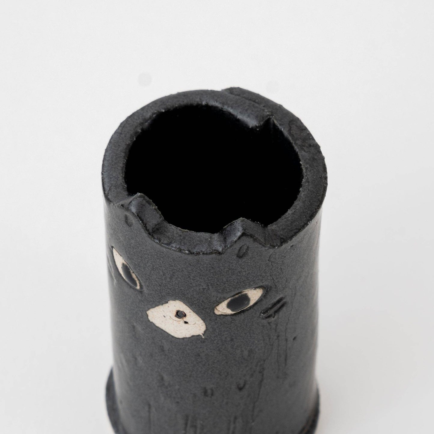 Handmade Cute Ceramic Cat Mini Vase – Black