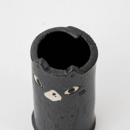 Handmade Cute Ceramic Cat Mini Vase – Black
