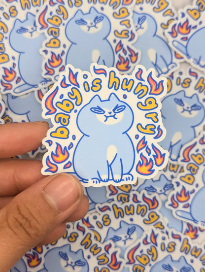 lauradzeng - "Baby Is Hungry" Cute Funny Cat Vinyl Sticker
