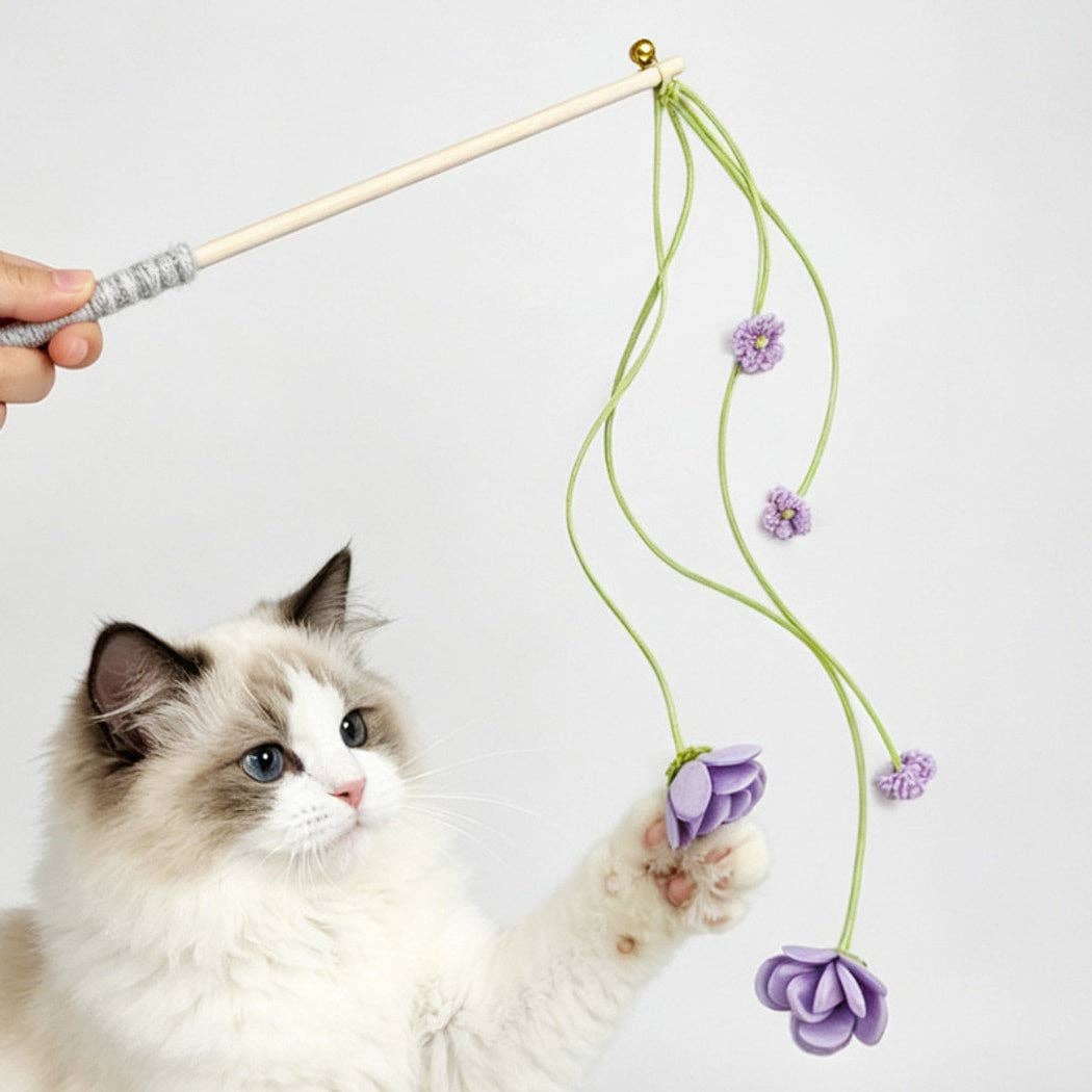 Moo - Flower Bell Cat Teaser Wand Toy