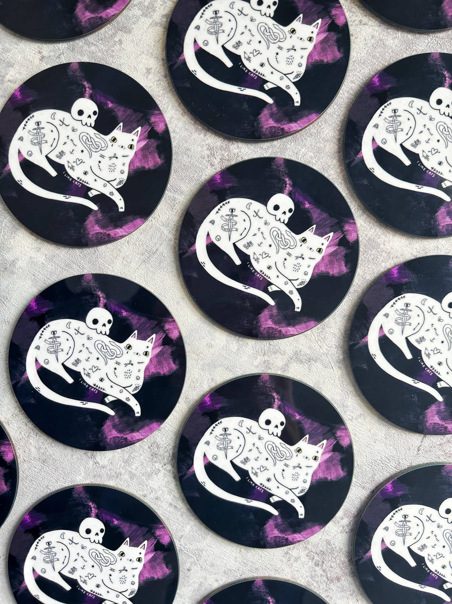 I LIKE CATS - Tattoo Cat Art Drinks Coaster