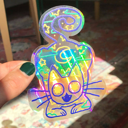 Cosmic Cat Rainbow Maker Sticker (in Blue/Turqoise)