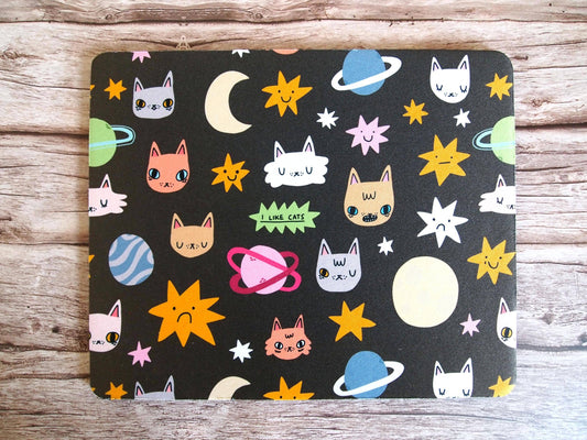 Cats and Space Themed Non-slip Mouse Mat for Home Office