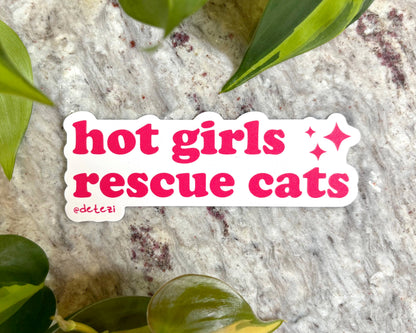 Hot Girls Rescue Cats Vinyl Sticker