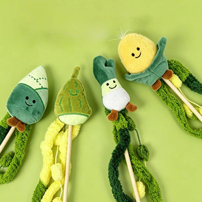 Playful Vegetable Theme Cat Wand Toy
