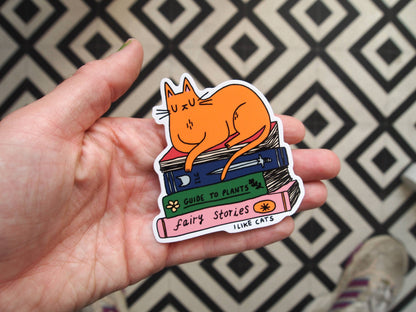 I LIKE CATS - Cat with books vinyl sticker