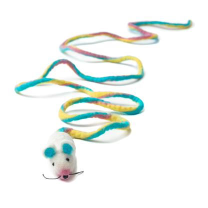 Wool Mouse Cat Toy 6-Foot-Tail - red rainbow unicorn dragon
