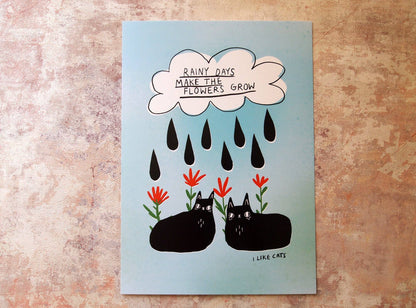 I LIKE CATS - Inspirational Quote and Black Cats Print
