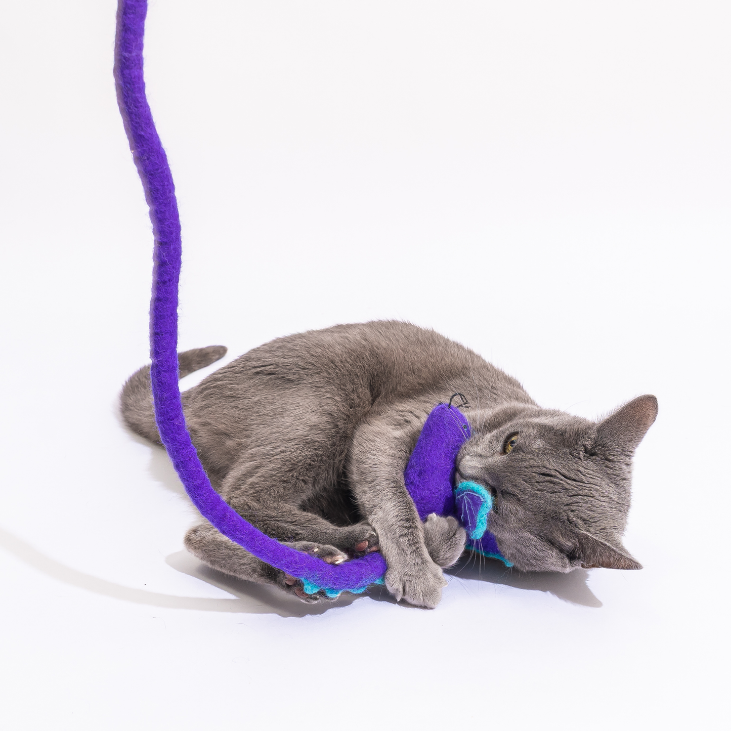 Wool Mouse Cat Toy 6-Foot-Tail - red rainbow unicorn dragon